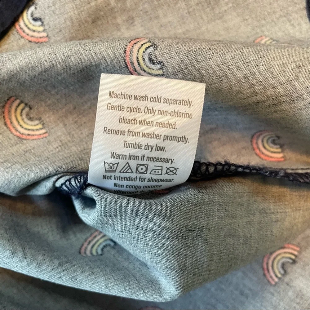 Gymboree So Ready For School Navy Blue Rainbow Top Size Medium (7-8)
